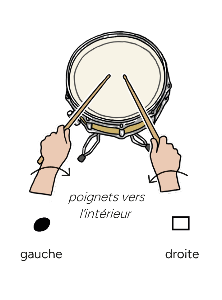 Image de caisse claire cours batterie pour débutant. Exercices faciles et gratuits