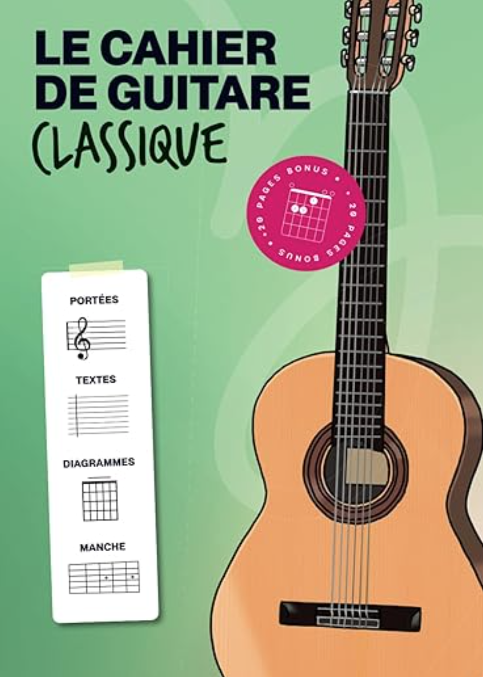 Guitare cahier de musique, portées, accords tablatures pour guitare classique